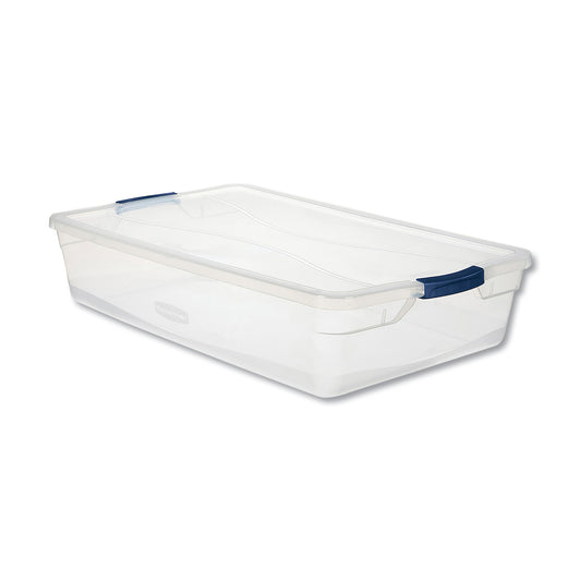 Clever Store Basic Latch-Lid Container, 10.25 gal, 17.75" x 29" x 6.13", Clear