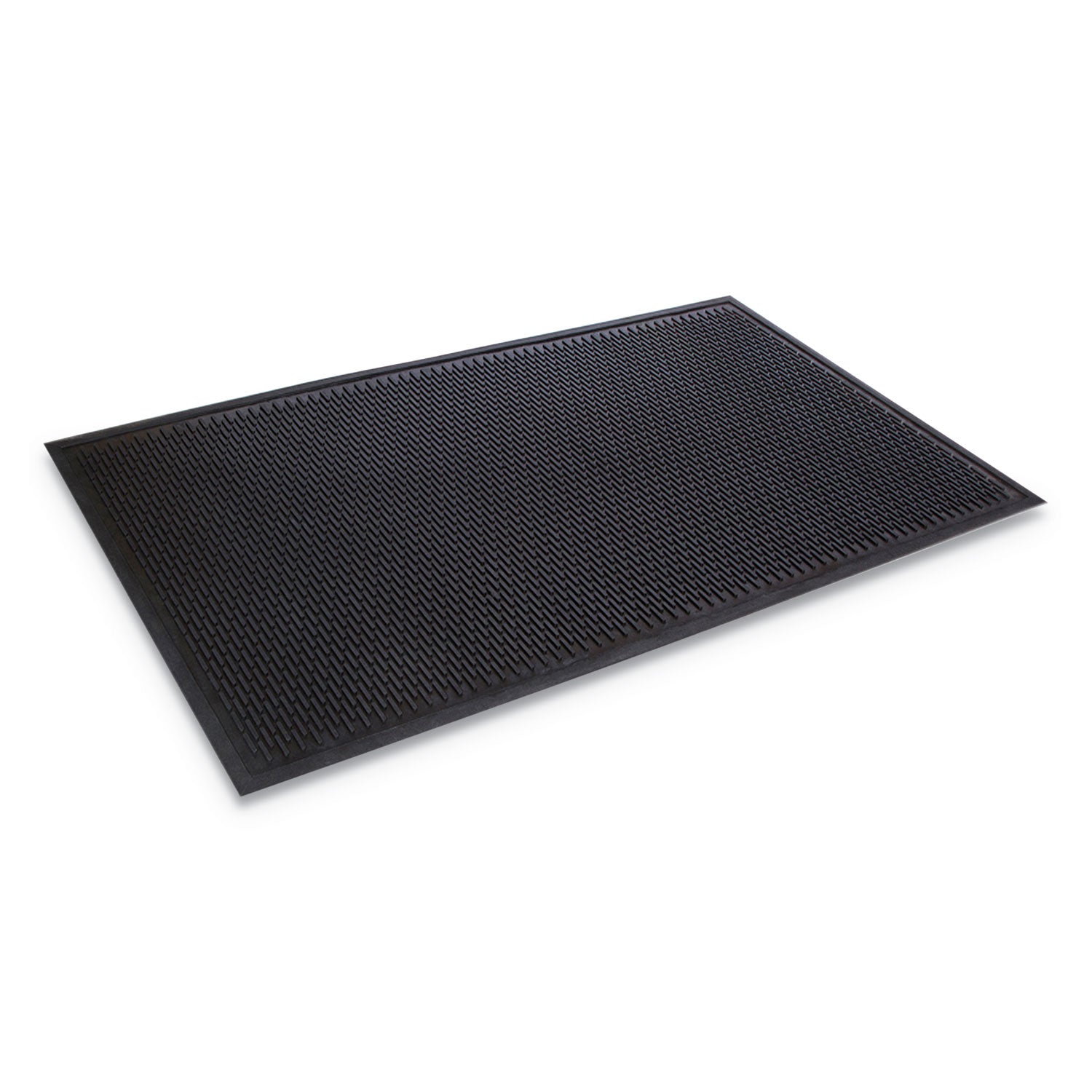 Crown-Tred Indoor/Outdoor Scraper Mat, Black Loop-Twist Ribbed Rubber Surface, 43.75" x 66.75"