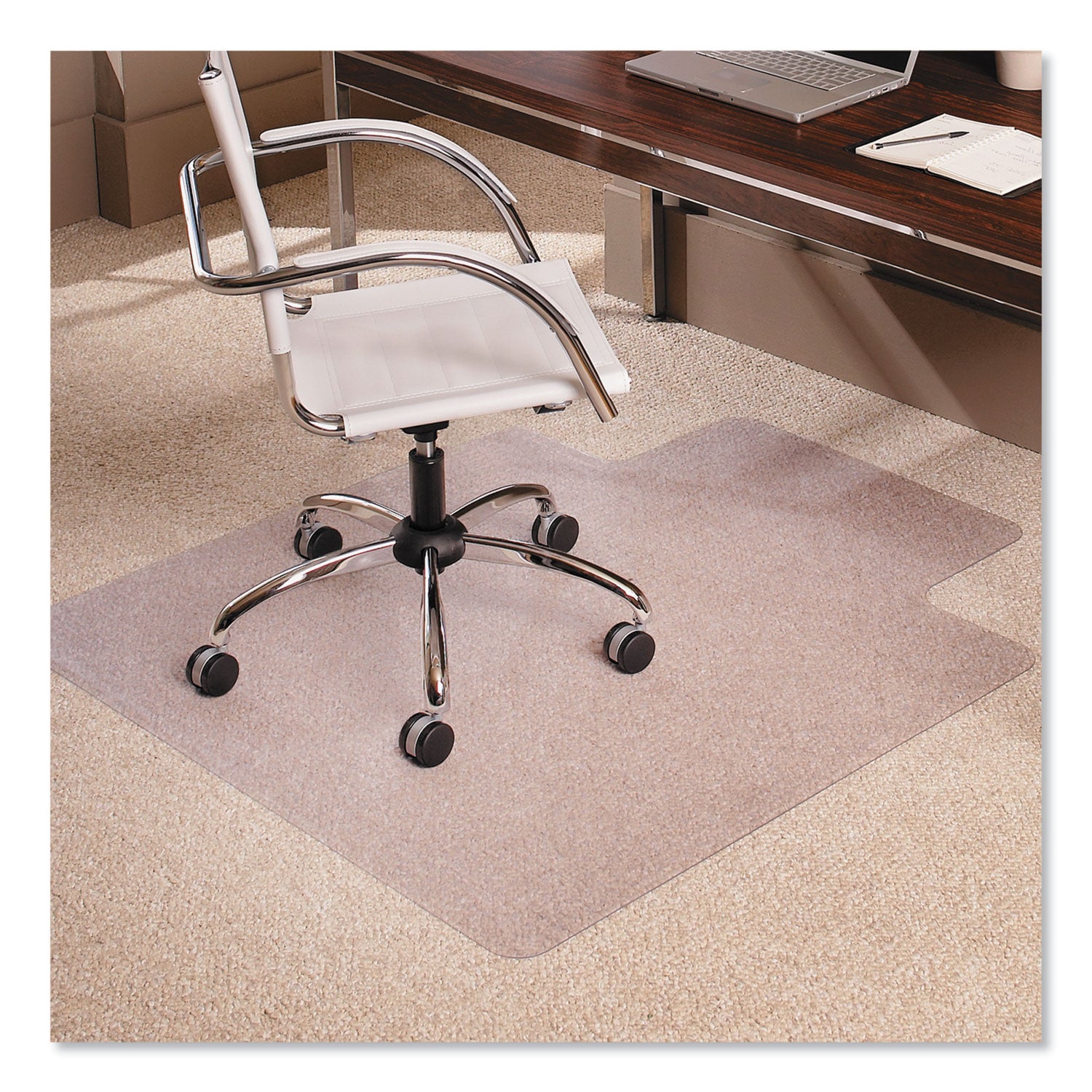 EverLife Moderate Use Chair Mat for Low Pile Carpeted Floors, Rectangular with Lip, Crystal Edges, 45" x 53", Clear