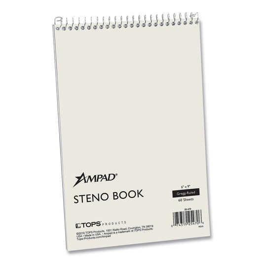 Steno Pads, White Cover, Gregg Rule, (60) Green-Tint 6 x 9 Sheets