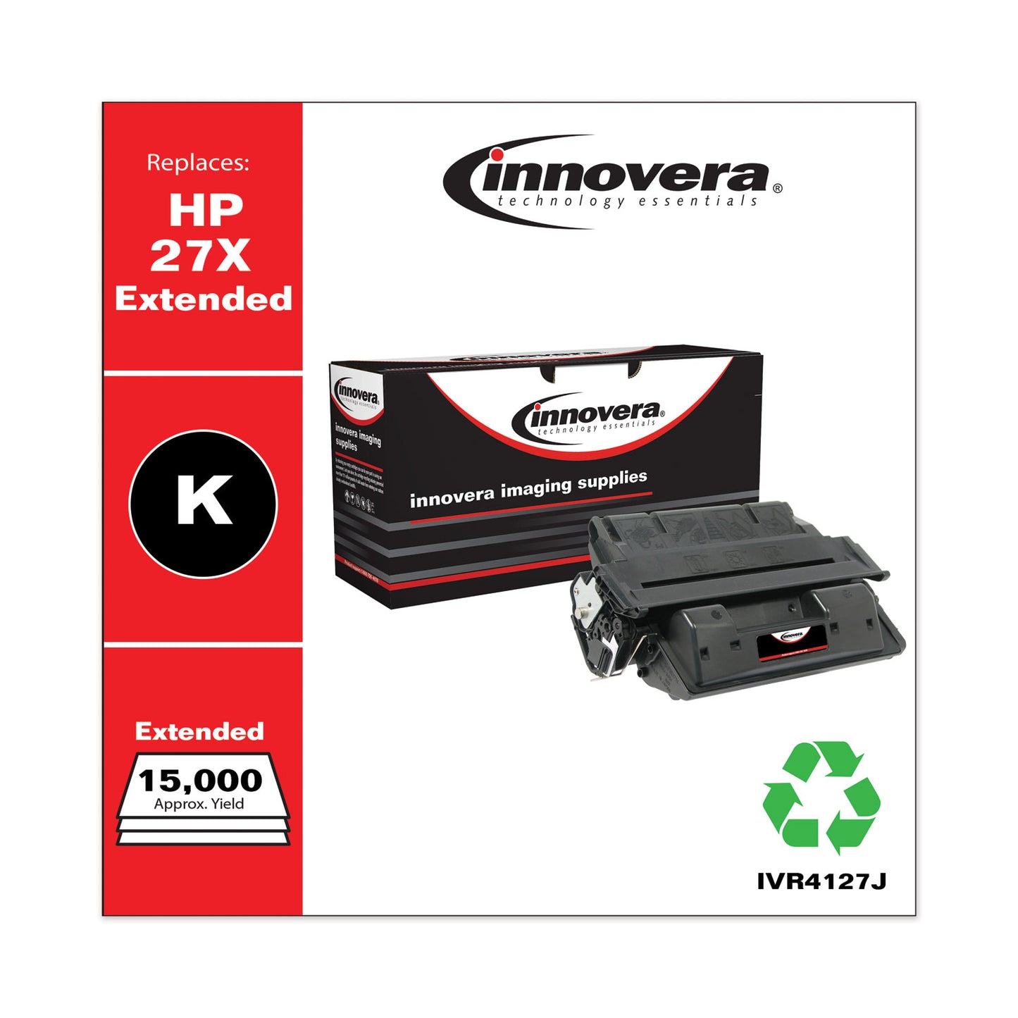 Remanufactured Black Extended-Yield Toner, Replacement for 27X (C4127XJ), 15,000 Page-Yield