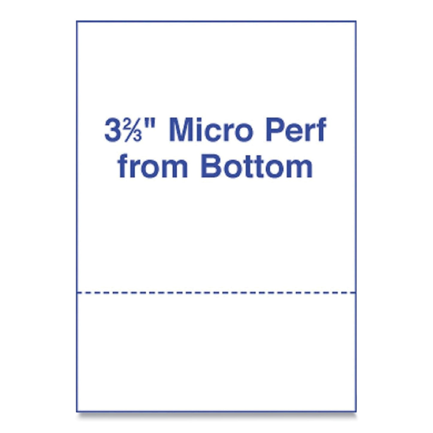 Perforated Laser Cut Sheets, 92 Bright, Micro-Perforated 3.67" from Bottom, 24 lb Bond Weight, 8.5 x 11, White, 500/Ream