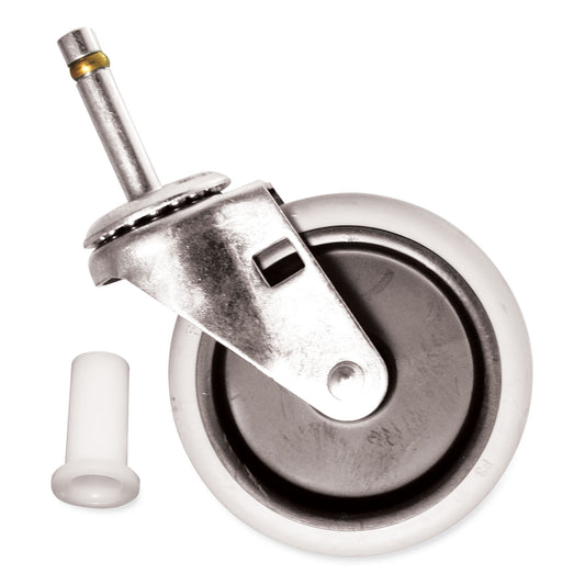 Replacement Bayonet-Stem Swivel Casters, Push and Lock Stem (0.44" x 2"), 4" Soft Rubber Wheel, Black/Gray/Silver