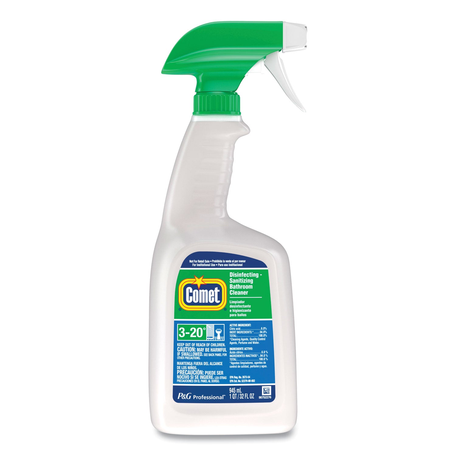 Disinfecting-Sanitizing Bathroom Cleaner, Citrus Scent, 32 oz Trigger Spray Bottle