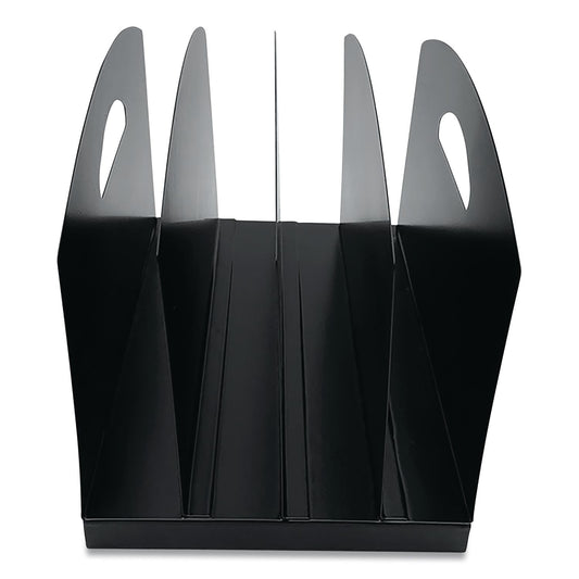STEEL VERTICAL FILE ORGANIZER, FLAT, 4 SECTIONS, LETTER SIZE FILES, 7.25 X 12 X 7.25, BLACK