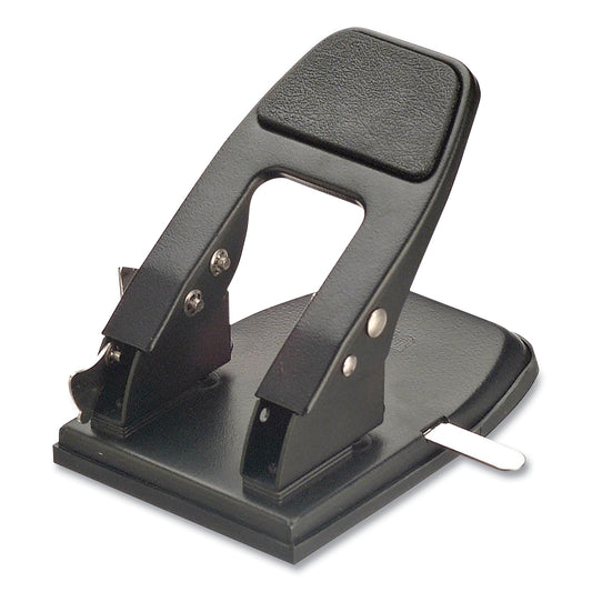 50-Sheet Heavy-Duty Two-Hole Punch With Padded Handle, 1/4" Holes, Black