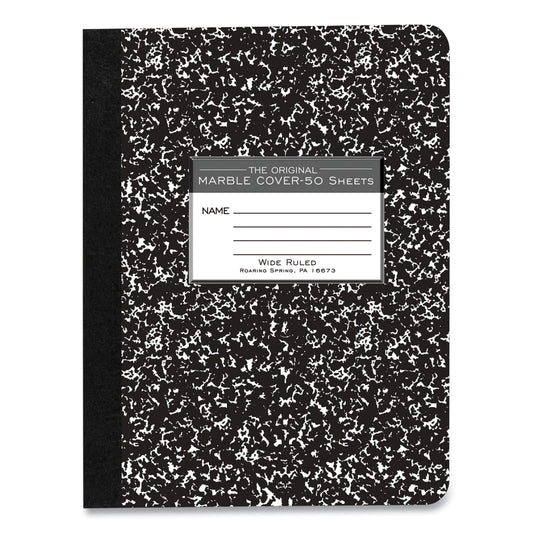 Marble Cover Composition Book, Wide/Legal Rule, Black Marble Cover, (50) 9.75 x 7.5 Sheets