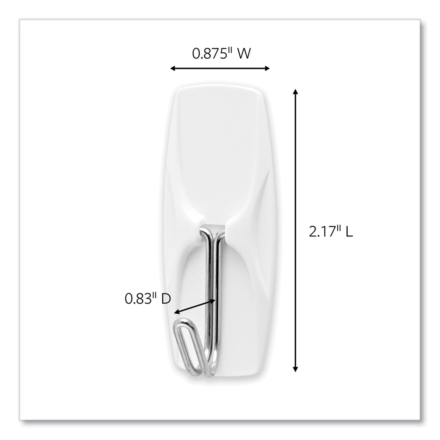 Medium Wire Hooks, Metal Wire, Silver/White, Supports 2 lb, 13/Pack