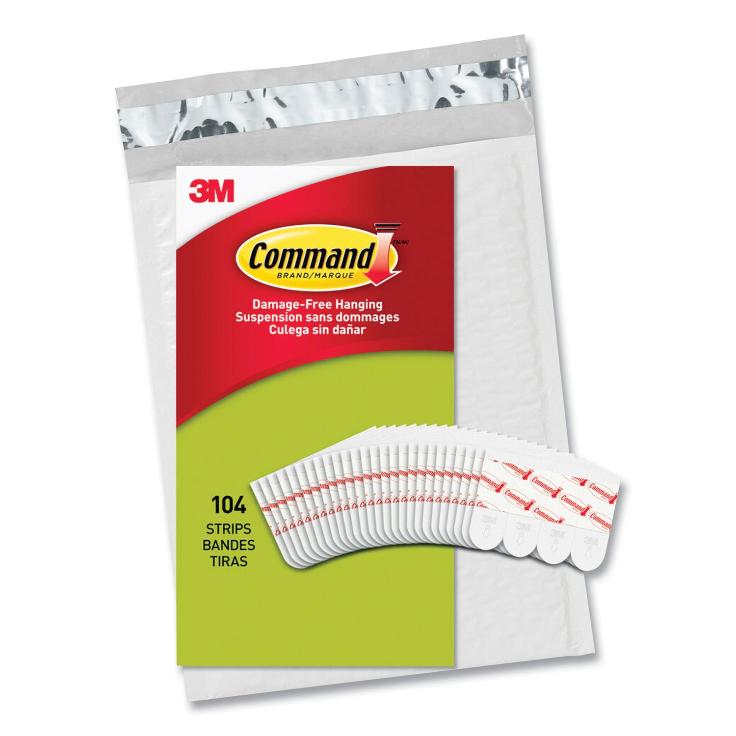 Poster Strip Pairs, Holds Up to 1 lb, 0.63" x 1.75", White, 104/Pack