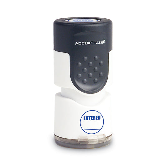 Pre-Inked Round Stamp, Entered, 0.63" Dia, Blue