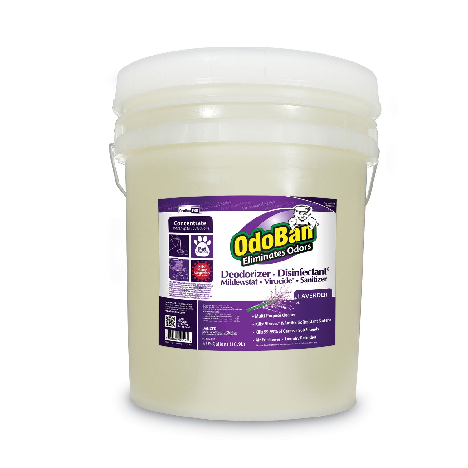Concentrated Odor Eliminator and Disinfectant, Lavender, 5 gal Pail