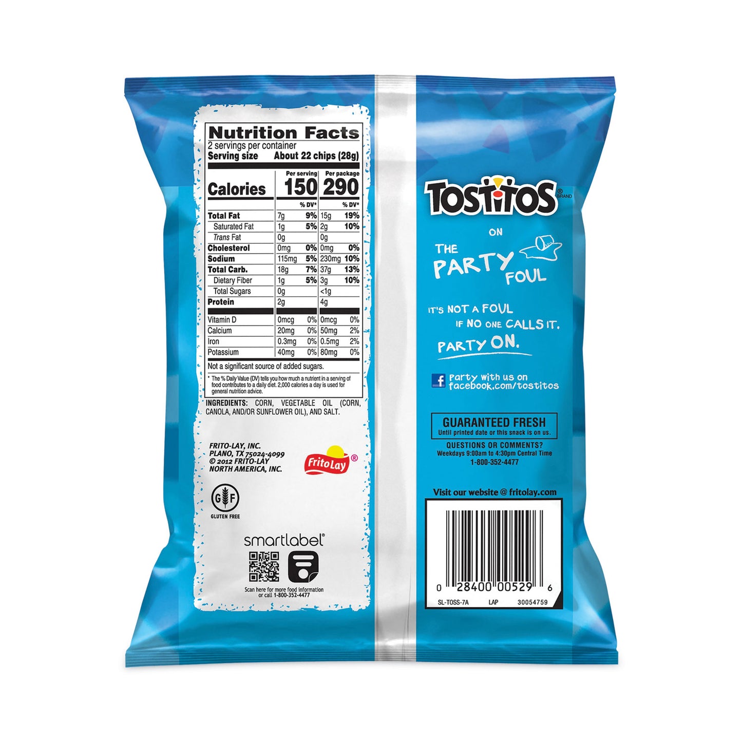 Bite Size Tortilla Chips, 2 oz Bag, 64 Bags/Carton