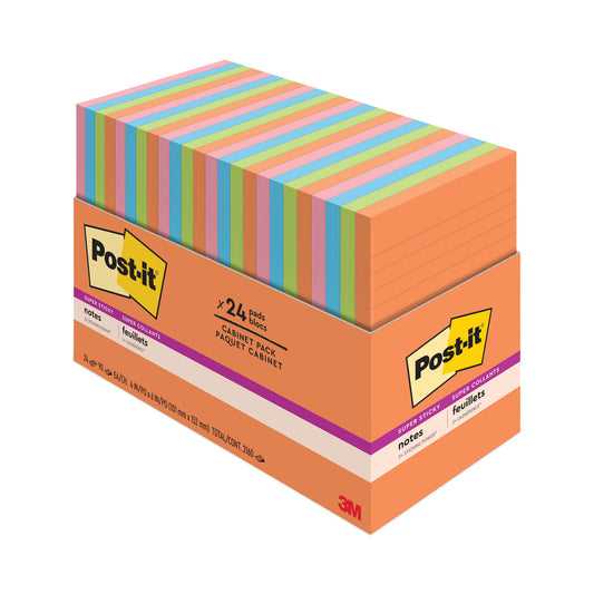 Pads in Energy Boost Collection Colors, Note Ruled, 4" x 6", 45 Sheets/Pad, 24 Pads/Pack