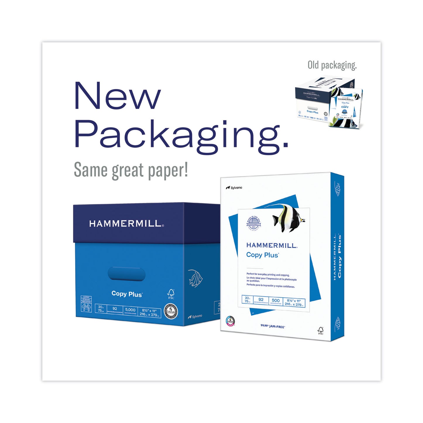Copy Plus Print Paper, 92 Bright, 20 lb Bond Weight, 8.5 x 11, White, 500/Ream