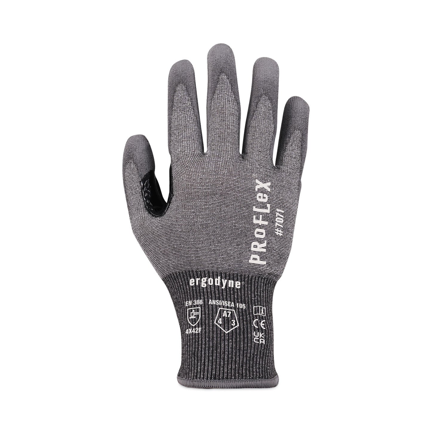ProFlex 7071 ANSI A7 PU Coated CR Gloves, EN388: 4X42F, 9" Long, Medium, Gray, 12 Pairs