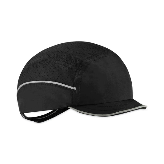 Skullerz 8955 Lightweight Bump Cap Hat, Micro Front Brim, XXX-Small to Large (Up to 7.5), 0.01" Insert, Black