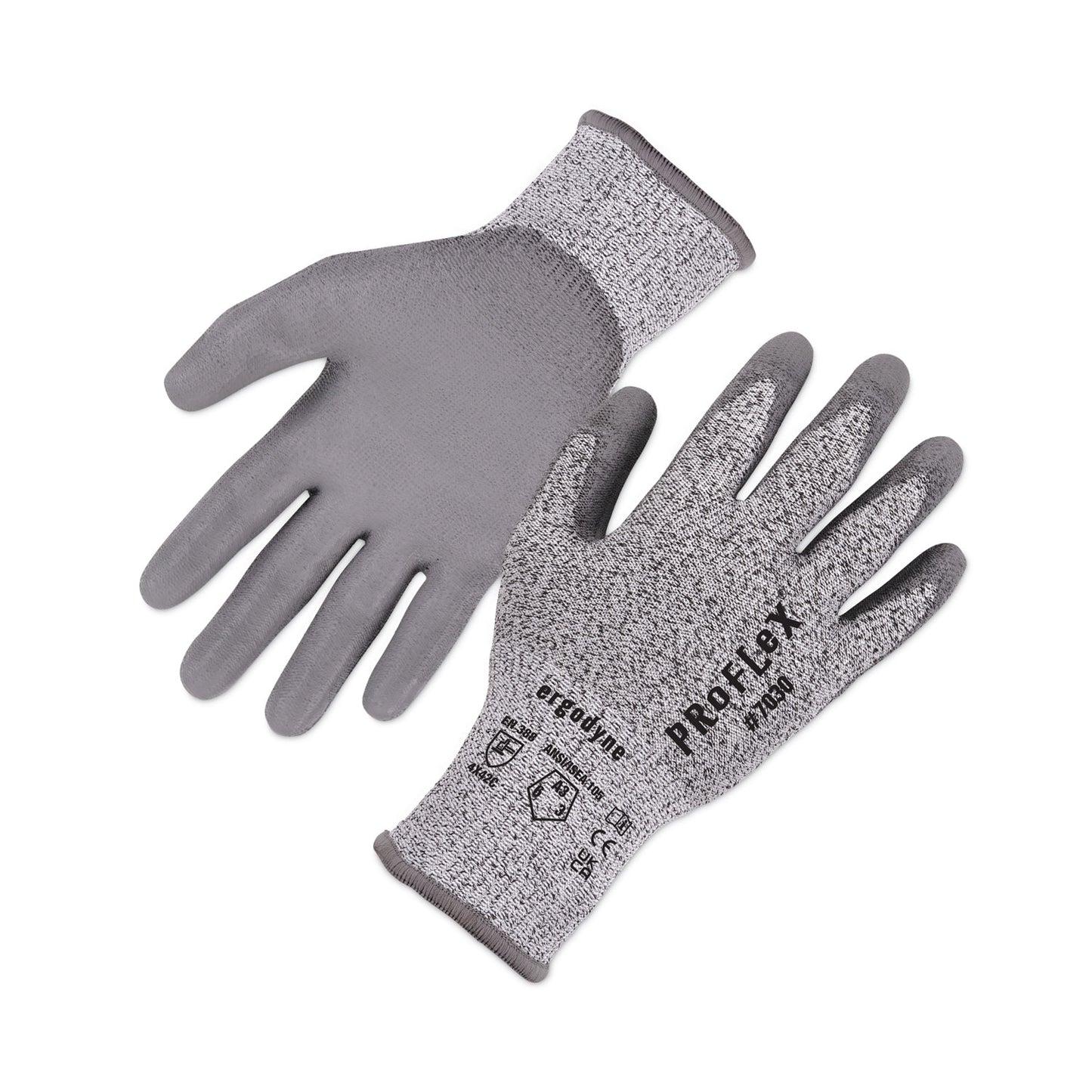ProFlex 7030 ANSI A3 PU Coated CR Gloves, EN388: 4X42C, 9" Long, X-Large, Gray, Pair