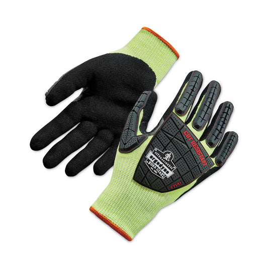 ProFlex 7141 ANSI A4 DIR Nitrile-Coated CR Gloves, EN388: 4X42DP, 9" Long, X-Large, Lime, Pair