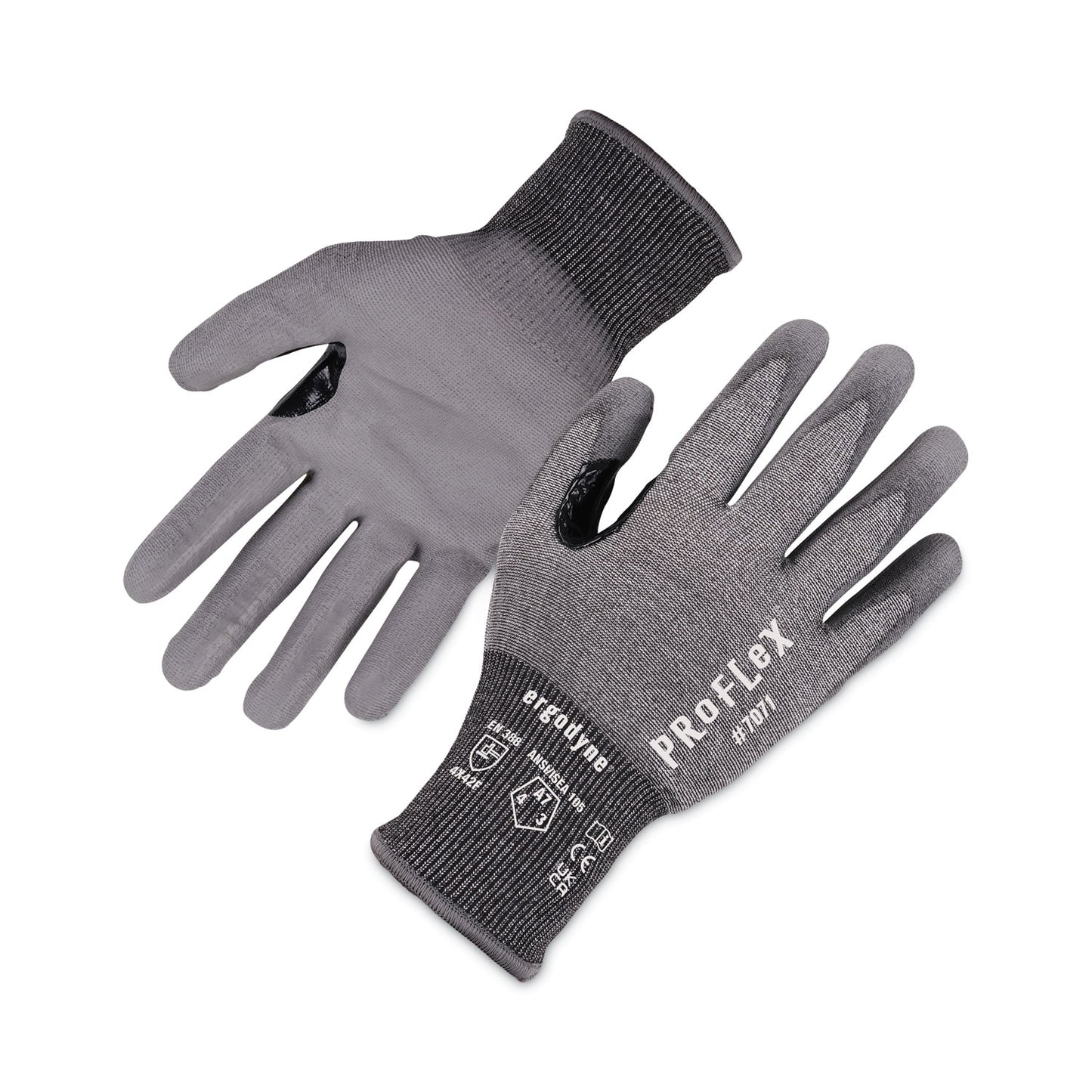 ProFlex 7071 ANSI A7 PU Coated CR Gloves, EN388: 4X42F, 9" Long, Large, Gray, Pair