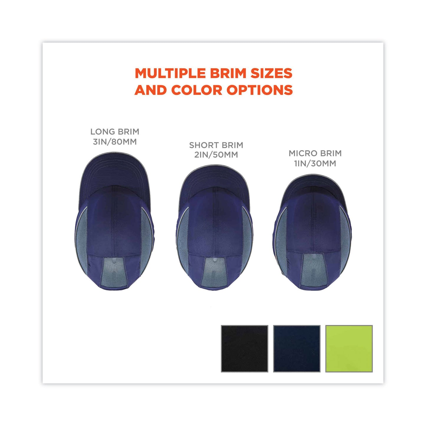Skullerz 8950 Bump Cap, Short Front Brim, XXX-Small to Large (Up to 7.5), 0.01" Insert, Lime