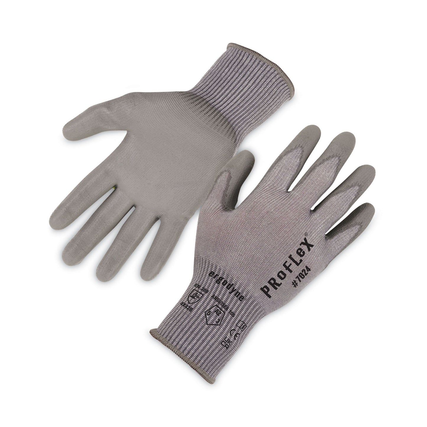 ProFlex 7024 ANSI A2 PU Coated CR Gloves, EN388: 4X42B, 9" Long, XX-Large, Gray, Pair