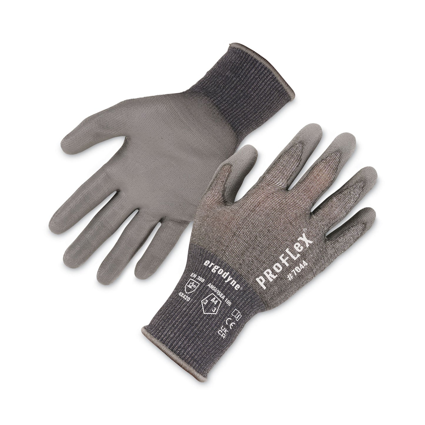 ProFlex 7044 ANSI A4 PU Coated CR Gloves, EN388: 4X42D, 9" Long, Small, Gray, Pair