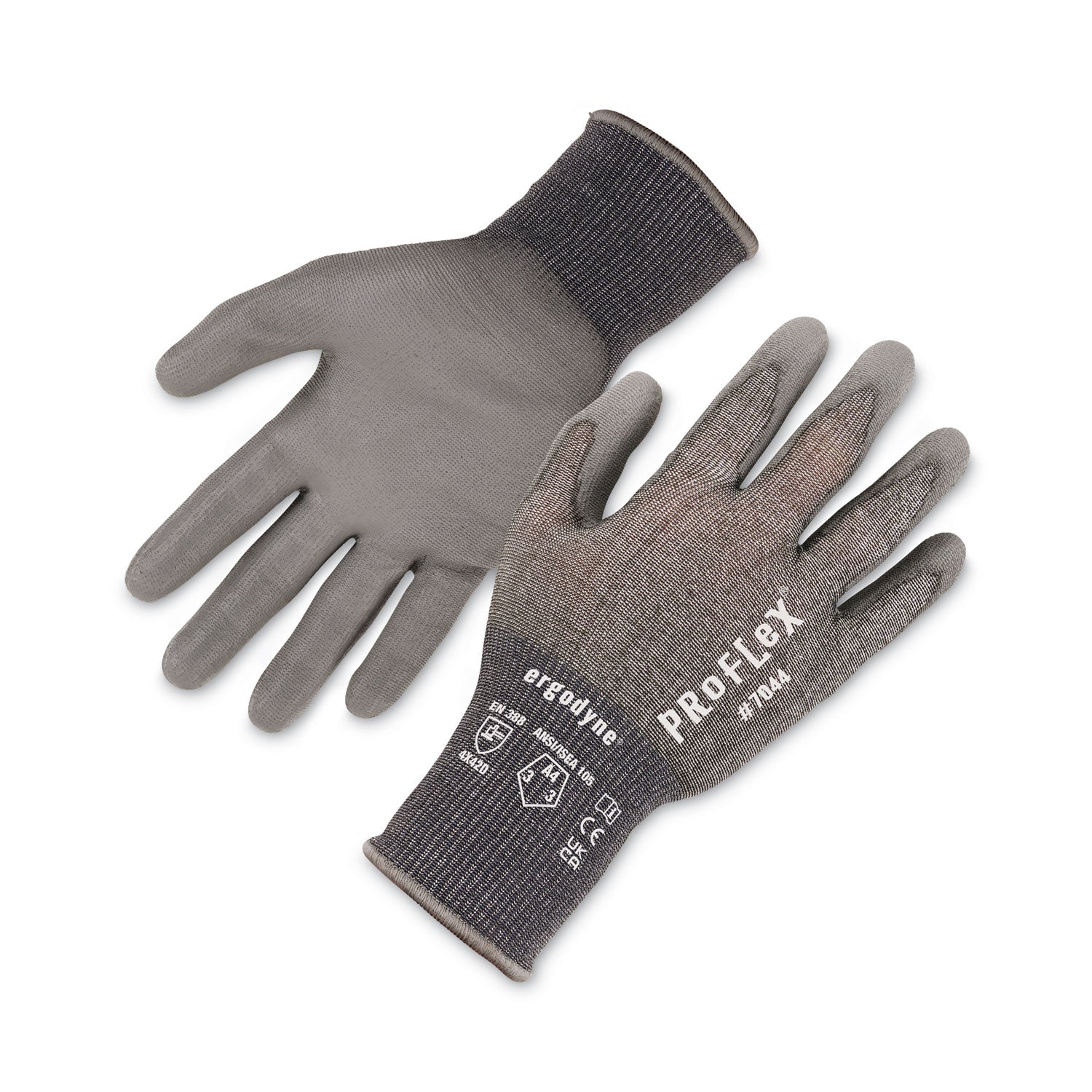 ProFlex 7044 ANSI A4 PU Coated CR Gloves, EN388: 4X42D, 9" Long, Small, Gray, Pair
