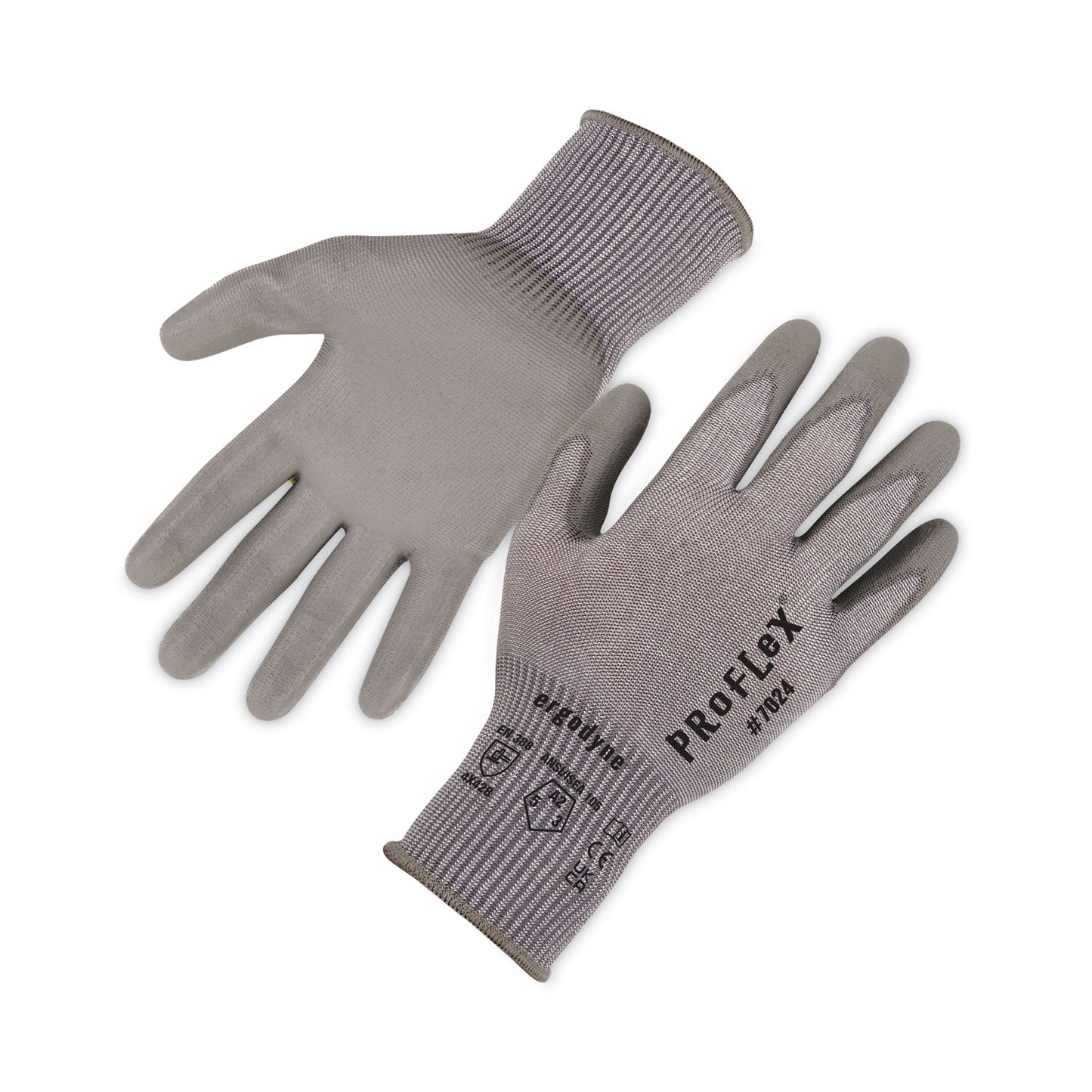ProFlex 7024 ANSI A2 PU Coated CR Gloves, EN388: 4X42B, 9" Long, X-Large, Gray, Pair