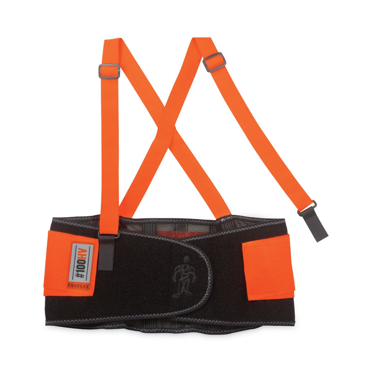 ProFlex 100HV Economy Hi-Vis Spandex Back Support Brace, Small, 25" to 30" Waist, Black/Orange