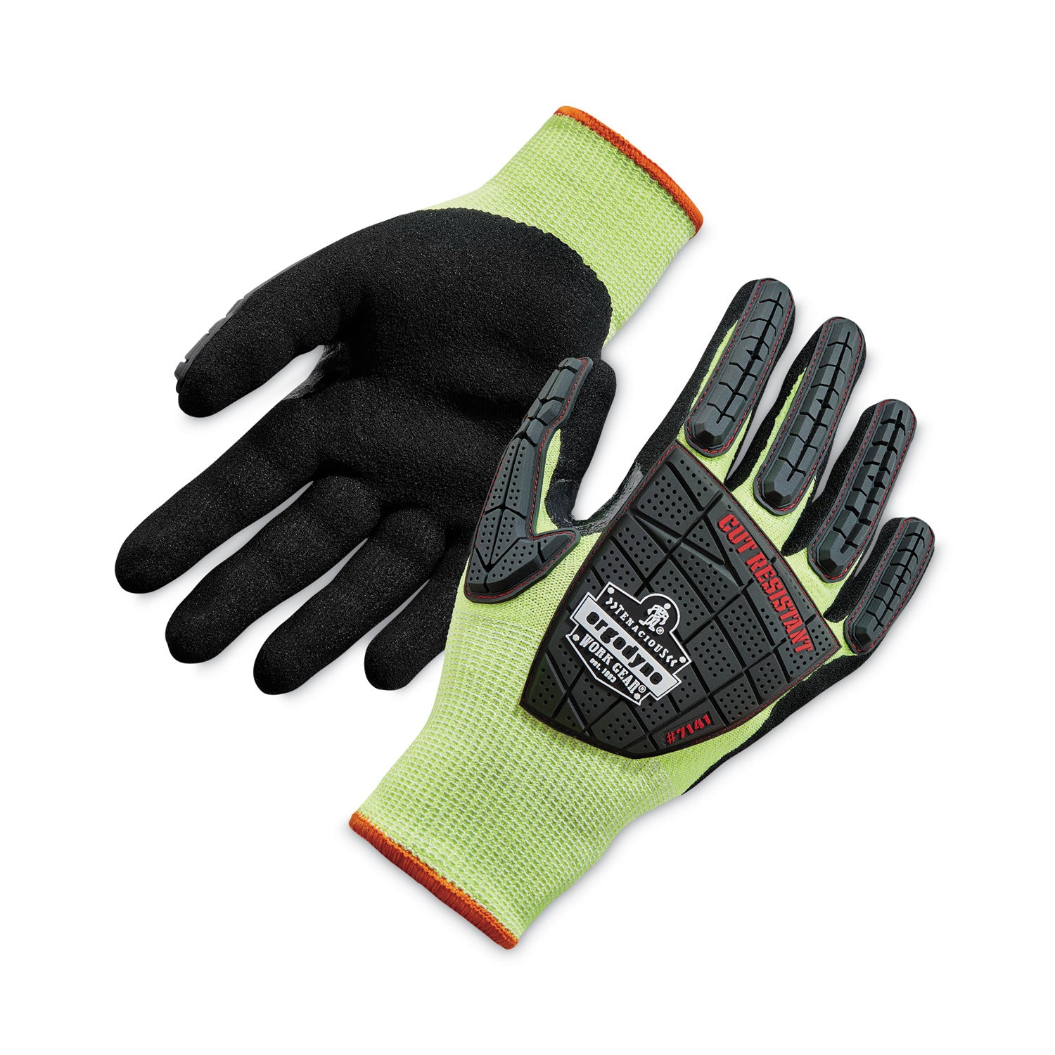 ProFlex 7141 ANSI A4 DIR Nitrile-Coated CR Gloves, EN388: 4X42DP, 9" Long, Large, Lime, Pair