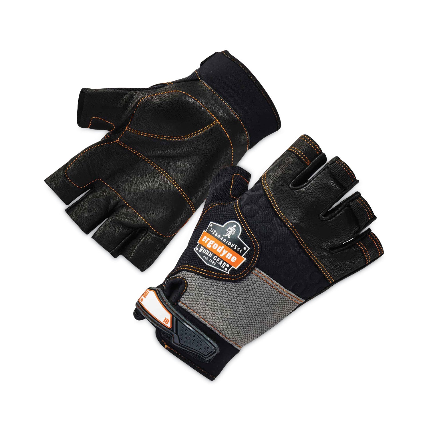 ProFlex 901 Half-Finger Leather Impact Gloves, EN388: 3122X, Large, Black, Pair