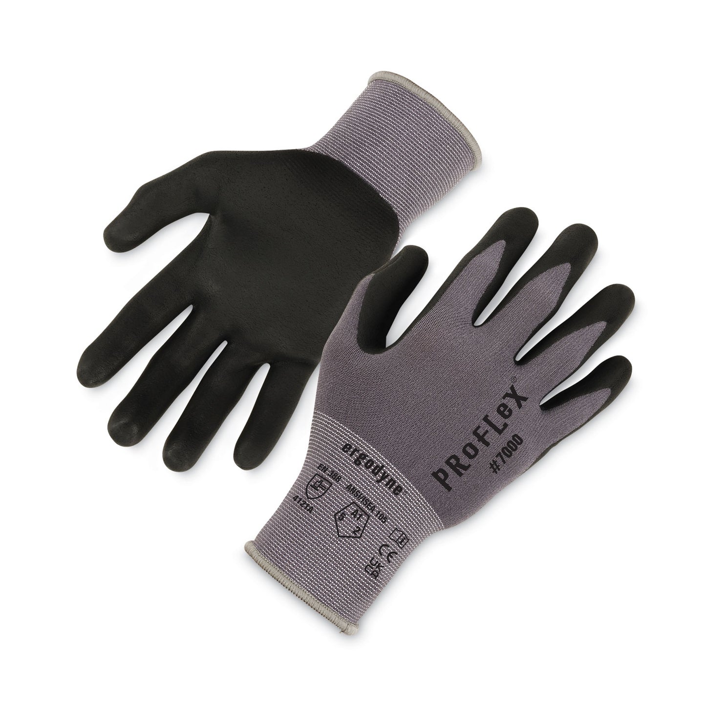 ProFlex 7000 Nitrile-Coated Gloves Microfoam Palm, EN388: 4121A, 9" Long, Medium, Gray, 12 Pairs