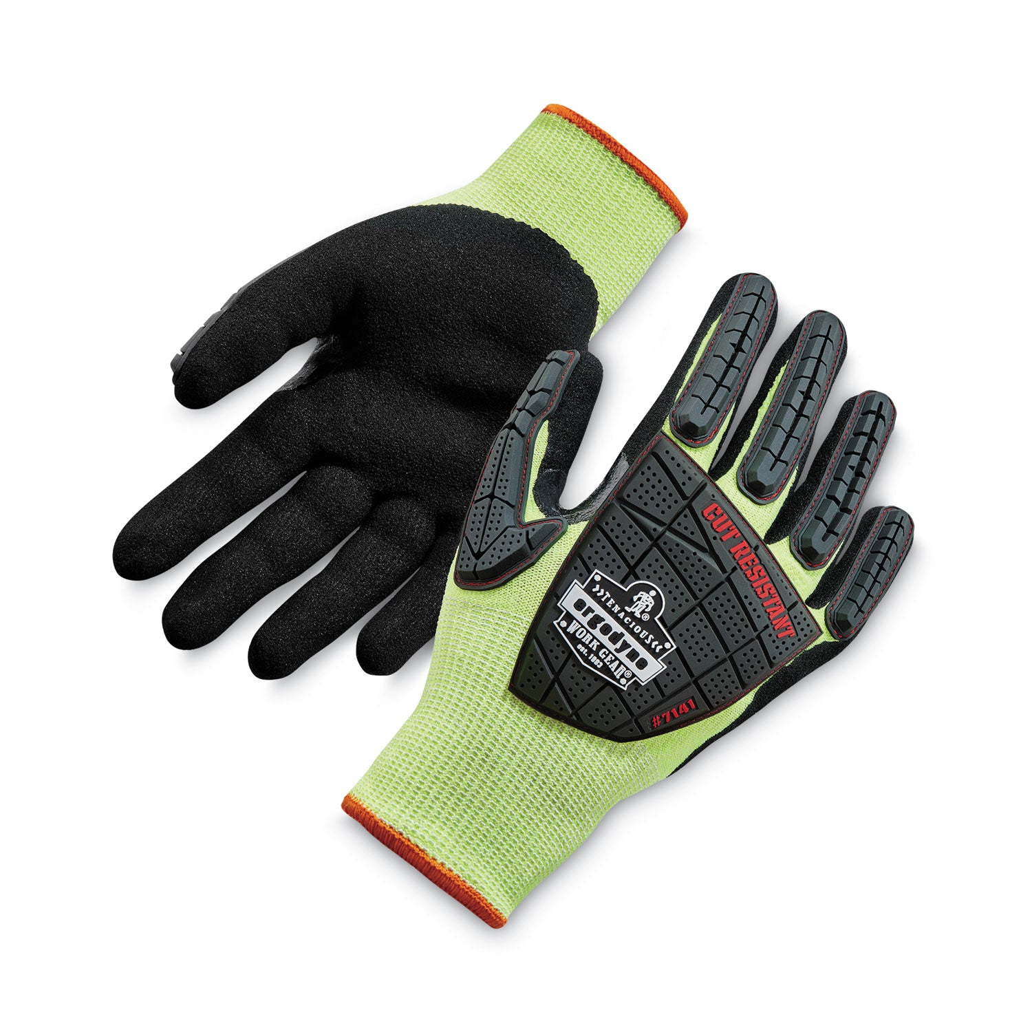 ProFlex 7141 ANSI A4 DIR Nitrile-Coated CR Gloves, EN388: 4X42DP, 9" Long, X-Large, Lime, 72 Pairs/Carton