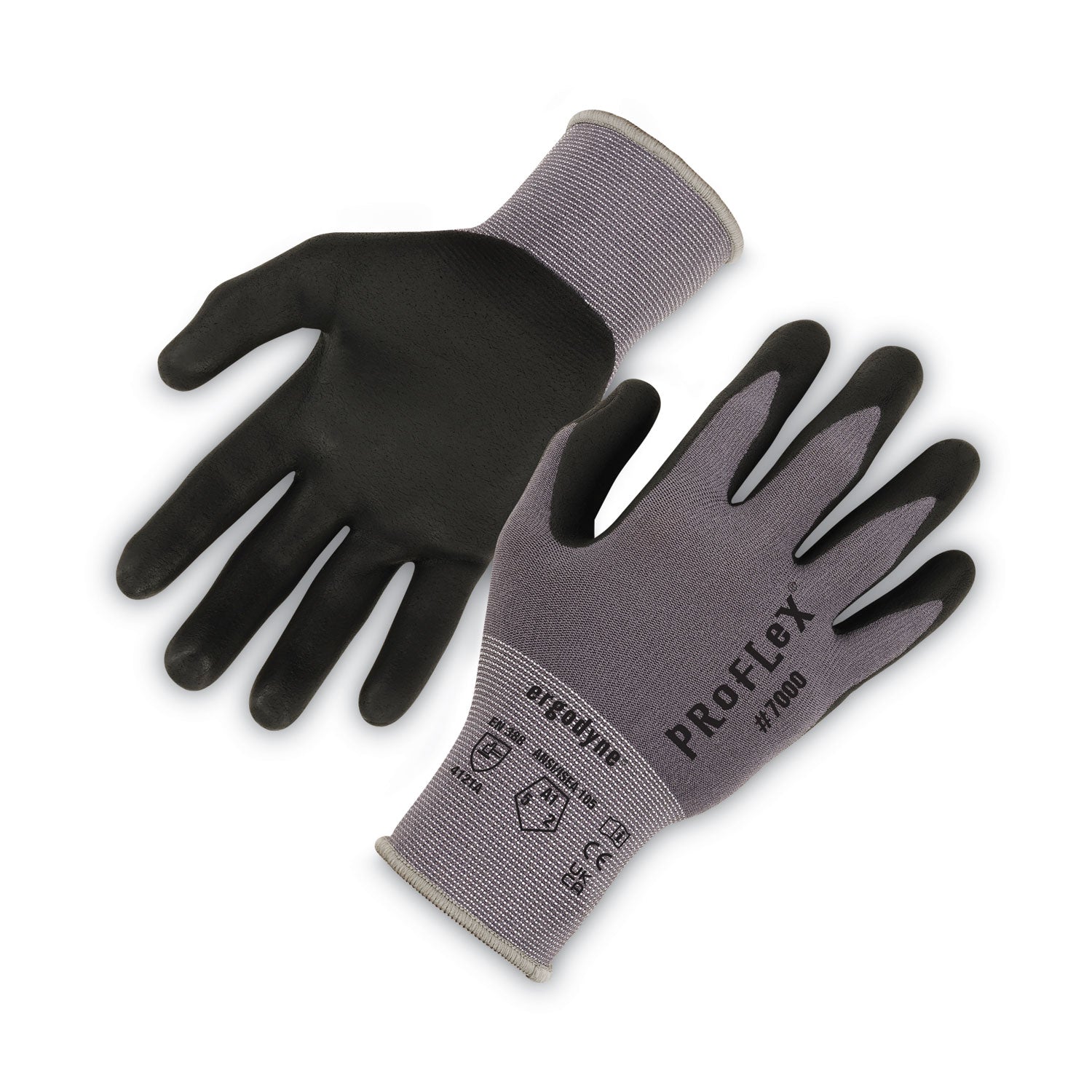 ProFlex 7000 Nitrile-Coated Gloves Microfoam Palm, EN388: 4121A, 9" Long, X-Large, Gray, Pair
