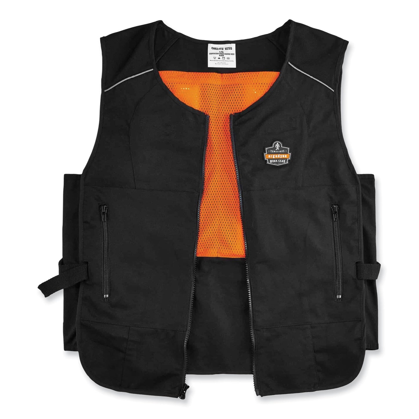 Chill-Its 6255 Lightweight Phase Change Cooling Vest, Cotton/Polyester, Small/Medium, Black