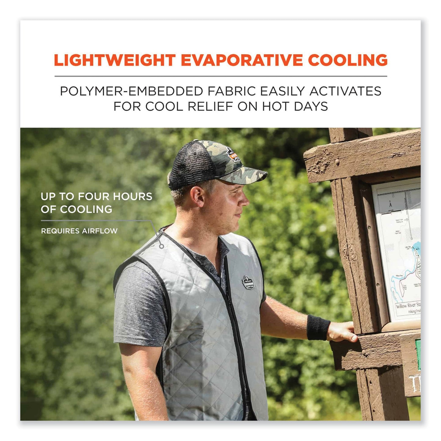 Chill-Its 6665 Embedded Polymer Cooling Vest with Zipper, Nylon/Polymer, X-Large, Gray