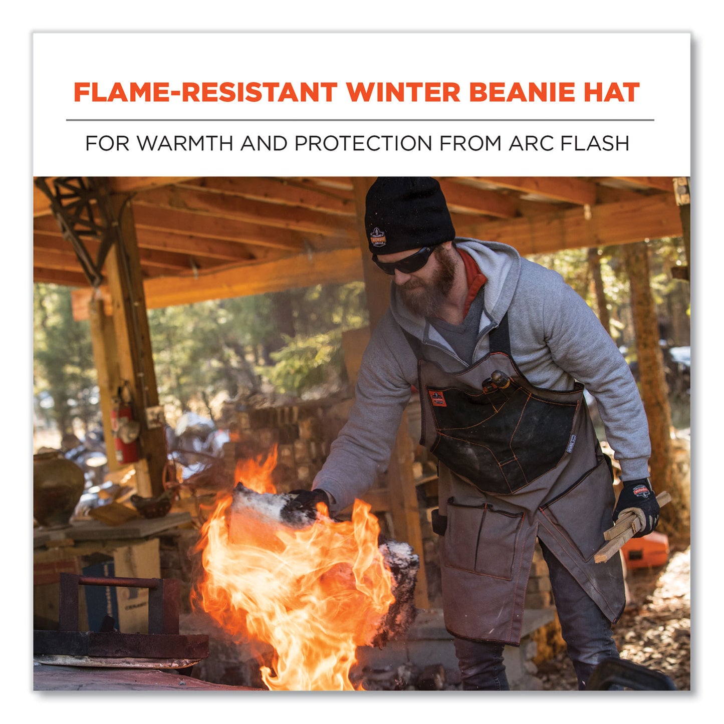 N-Ferno 6820 FR Cotton Fleece Knit Hat, One Size Fits Most, Black