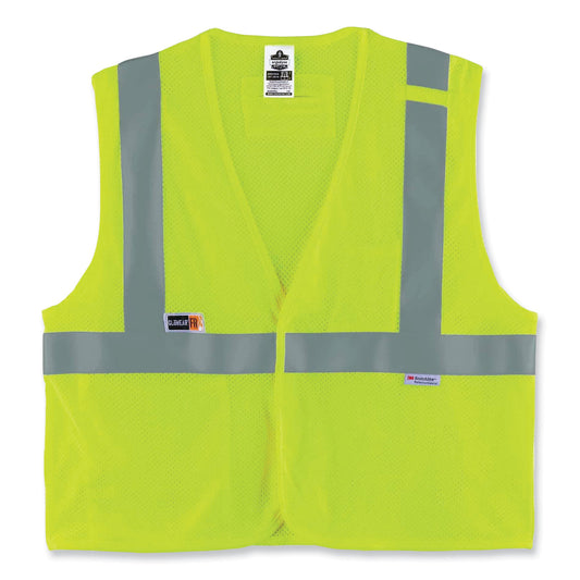 GloWear 8260FRHL Class 2 FR Safety Hook and Loop Vest, Modacrylic/Kevlar, Large/X-Large, Lime