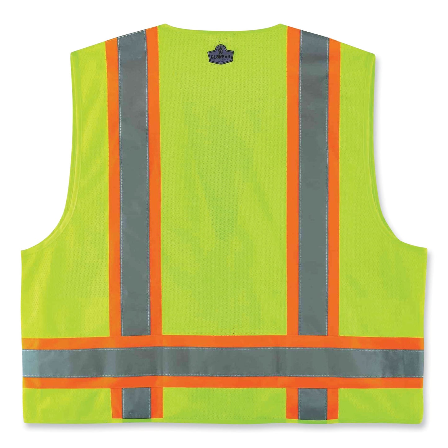 GloWear 8248Z Class 2 Two-Tone Surveyors Zipper Vest, Polyester, 2X-Large/3X-Large, Lime
