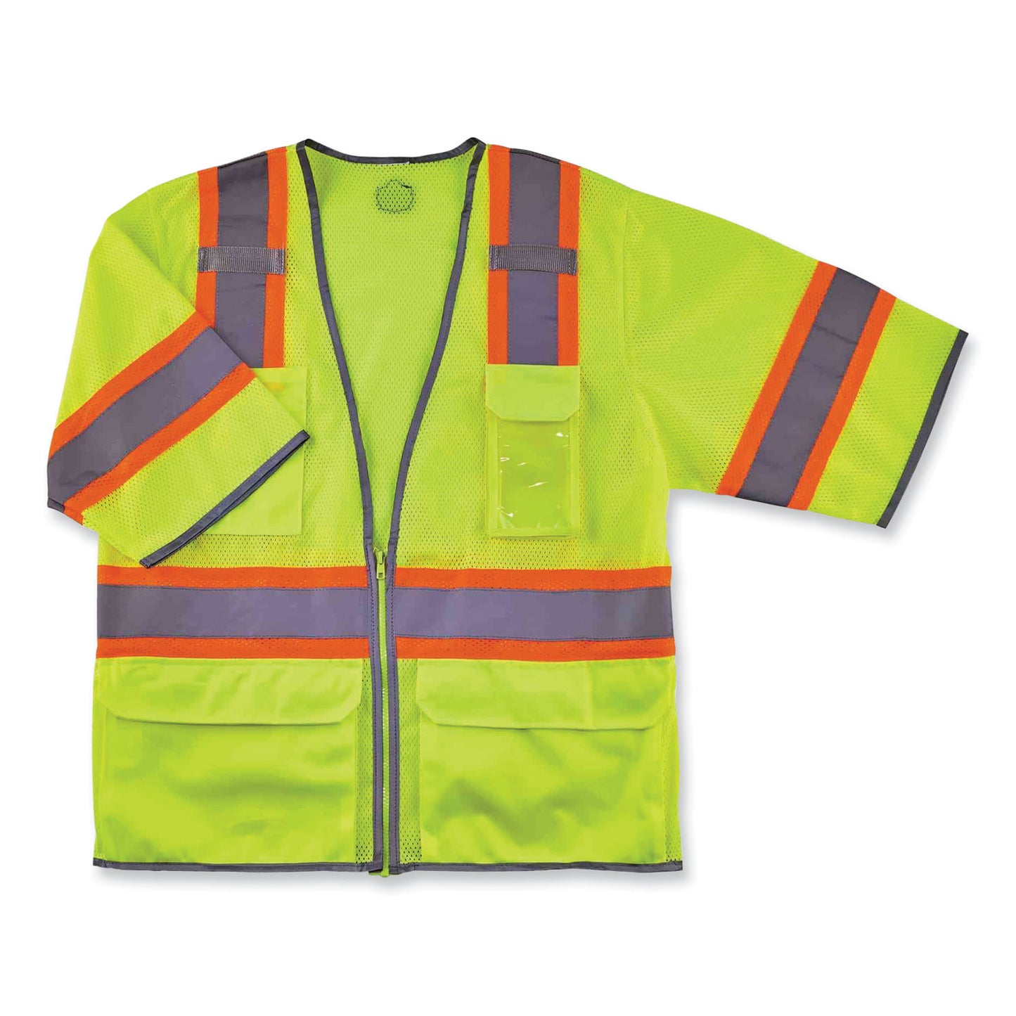 GloWear 8346Z Class 3 Two-Tone Hi-Vis Surveyor Zipper Vest, Polyester, Small/Medium, Lime