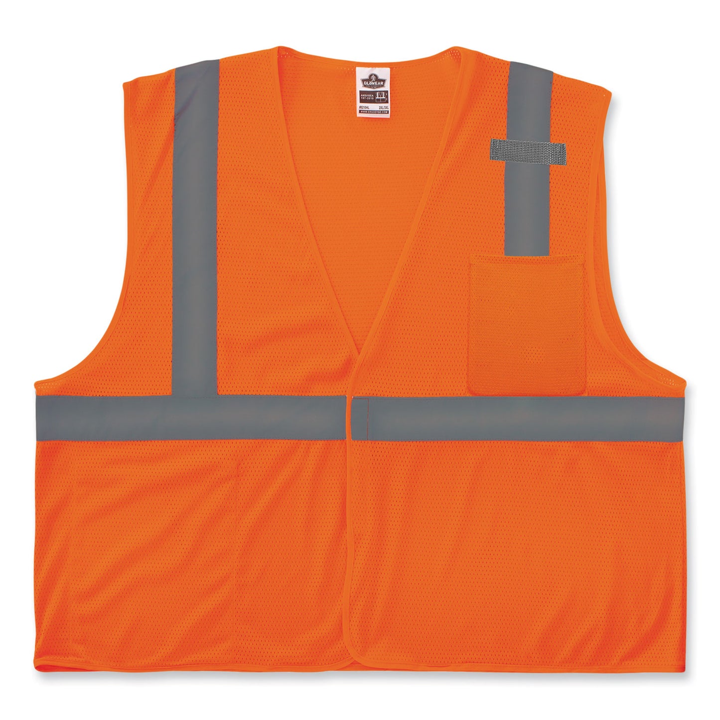 GloWear 8210HL-S Single Size Class 2 Economy Mesh Vest, Polyester, Medium, Orange