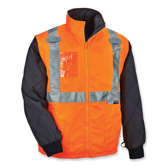 GloWear 8287 Class 2 Hi-Vis Jacket with Removable Sleeves, Large, Orange