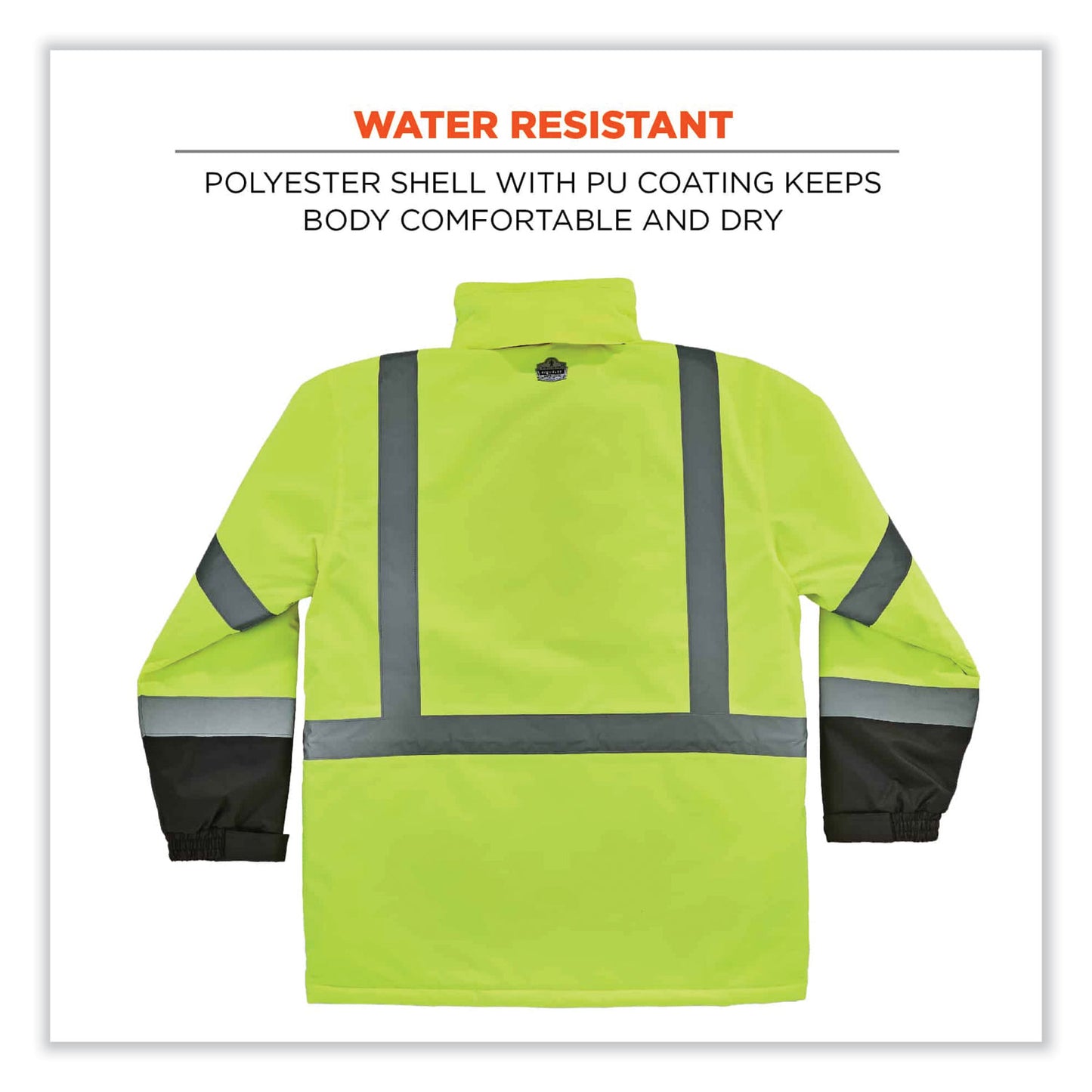 GloWear 8384 Class 3 Hi-Vis Quilted Thermal Parka, 5X-Large, Lime