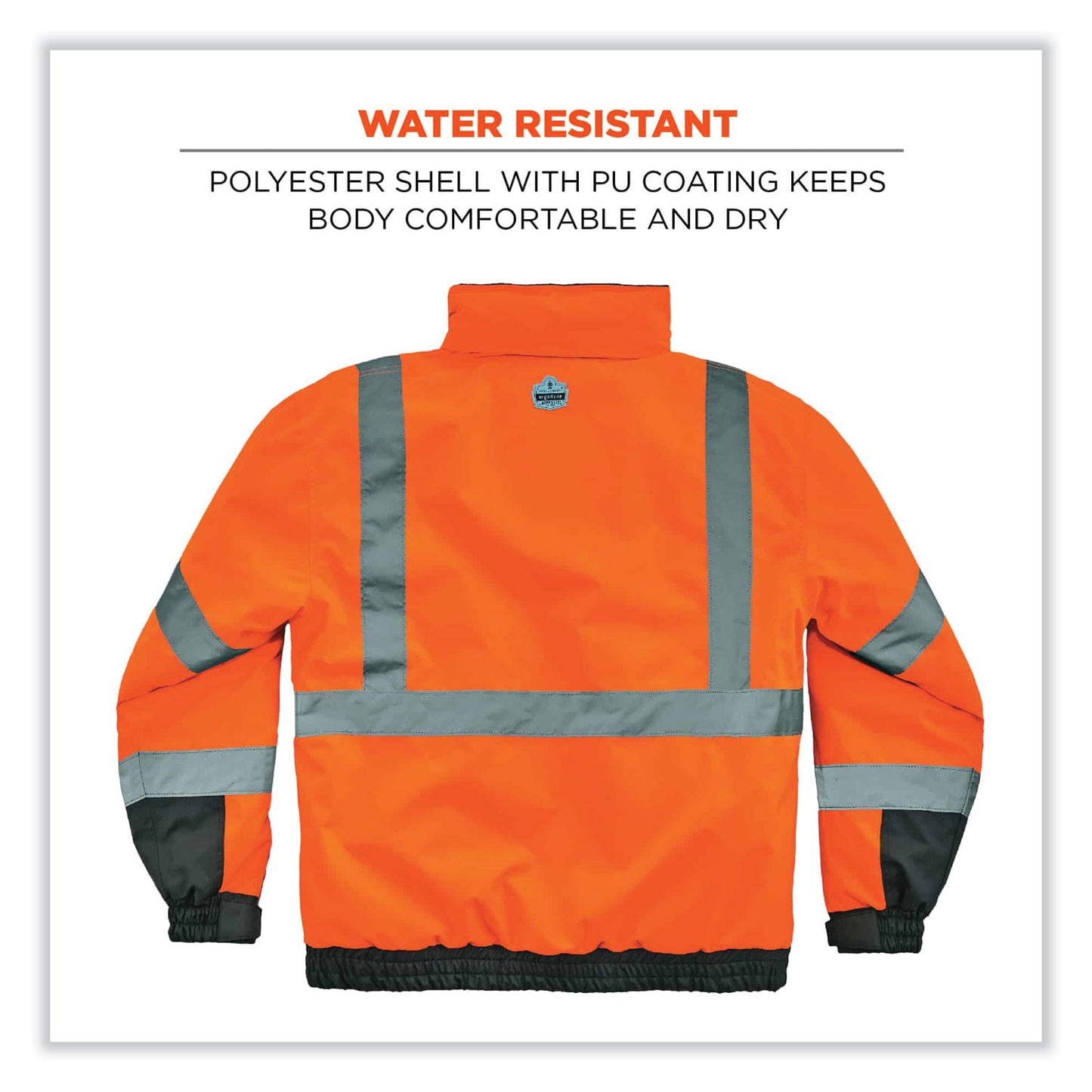 GloWear 8377 Class 3 Hi-Vis Quilted Bomber Jacket, Orange, Small