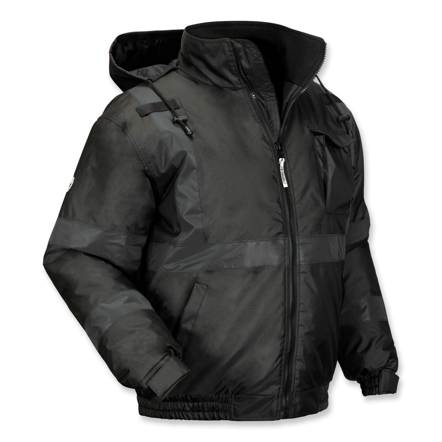 GloWear 8377EV Non-Certified Hi-Vis Quilted Bomber Jacket, Black, 2X-Large