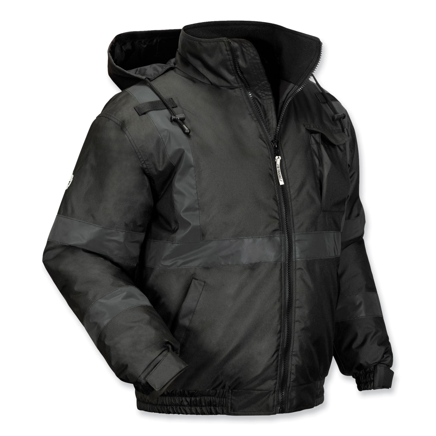 GloWear 8377EV Non-Certified Hi-Vis Quilted Bomber Jacket, Black, 4X-Large