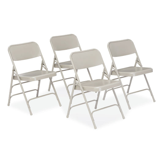 300 Series Deluxe All-Steel Triple Brace Folding Chair, Supports Up to 480 lb, 17.25" Seat Height, Gray, 4/Carton