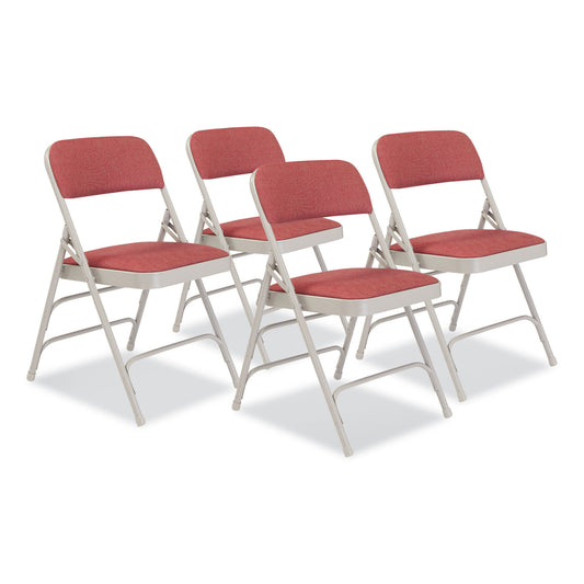 2300 Series Fabric Upholstered Tri-Brace Folding Chair, Supports 500 lb, Cabernet Seat, Cabernet Back, Gray Base, 4/Carton