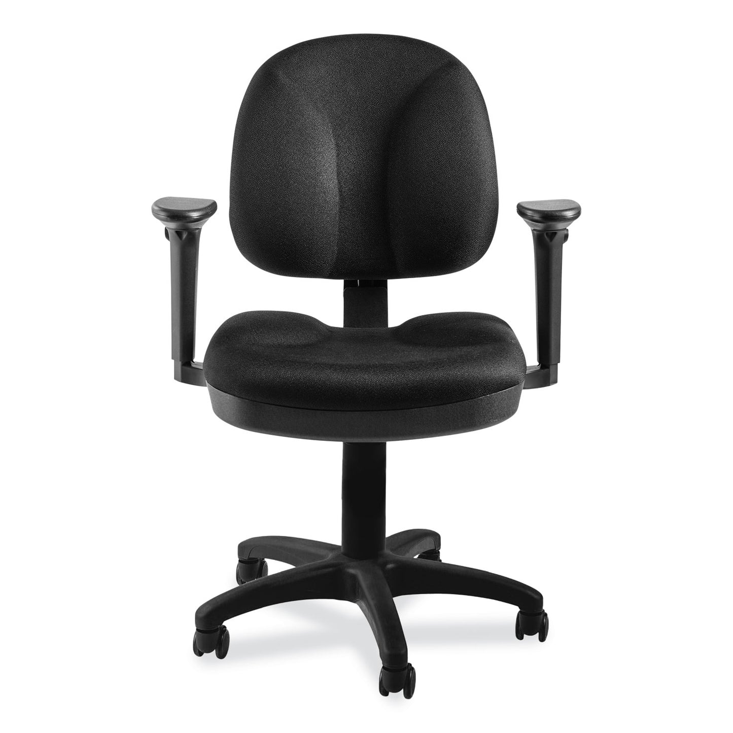 Comfort Task Chair with Arms, Supports Up to 300 lb, 19" to 23" Seat Height, Black Seat, Black Back, Black Base