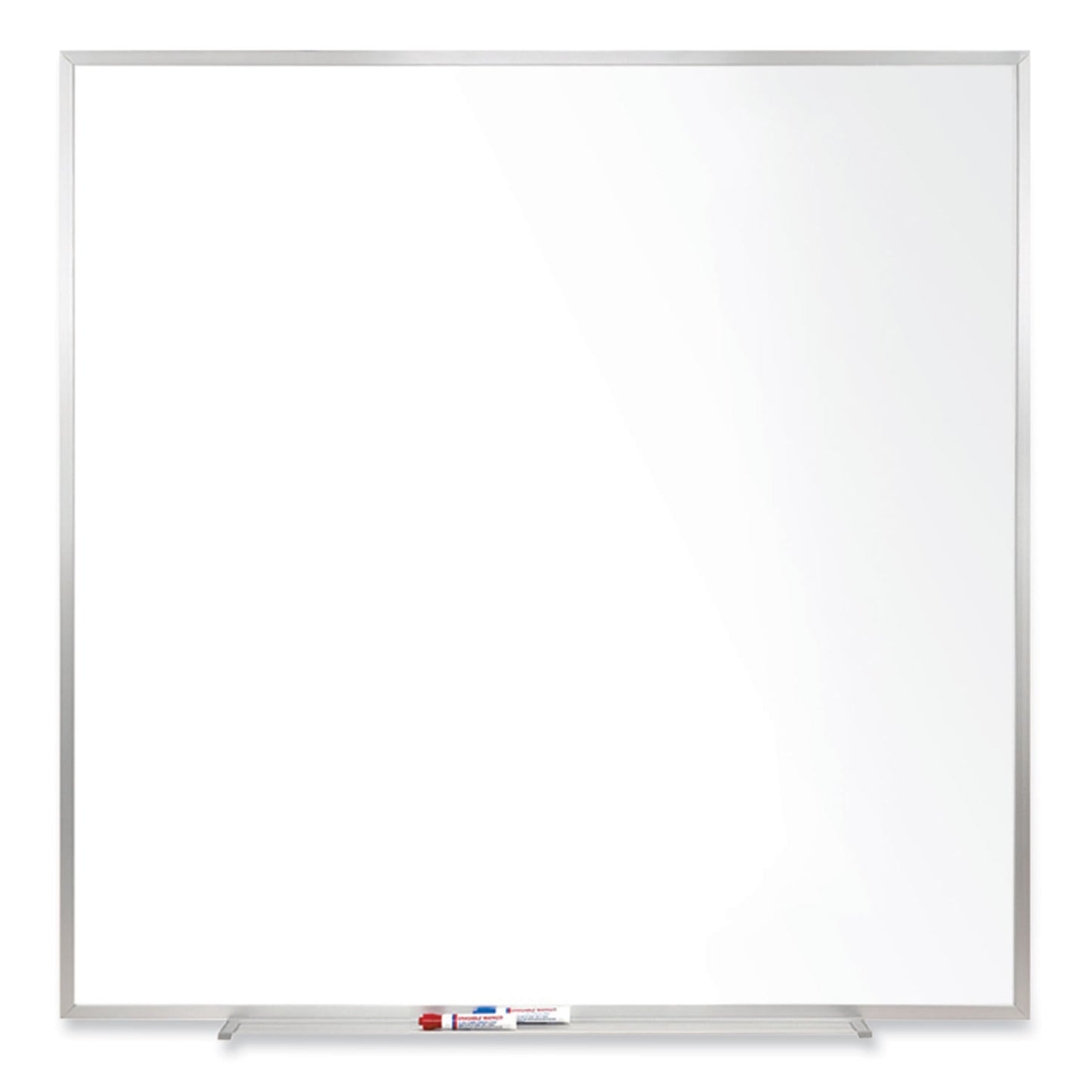 Magnetic Porcelain Whiteboard with Aluminum Frame, 48.5" x 48.5", White Surface, Satin Aluminum Frame